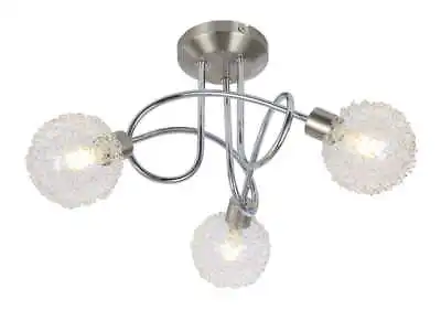 3 Way Ceiling Light Modern Wire Shade Ball Fixture Chrome Satin G9 LED Fitting • £25.99