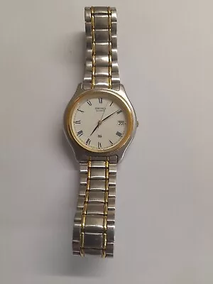 Seiko SQ Watch Vintage date &stainless Steel Braclet 7N42-7011  Mens 2 Tone • £55