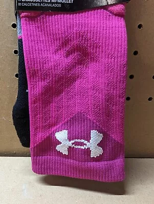 Under Armour Basketball Crew Socks Men's Medium Pink Black Breast Cancer New • $10