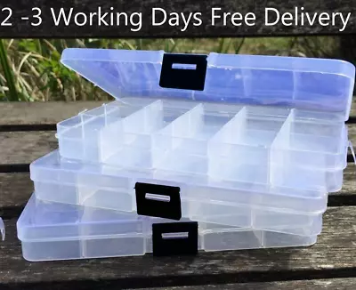 £3.67 • Buy 3 X Transparent 15 Removable Section Compartment Organiser Box Plastic Divider