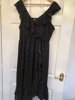 £6.99 • Buy Dorothy Perkins Maternity Black Polka Dot Chiffon Frill Dress Size 14