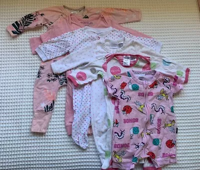 BULK LOT 6 Summer BODYSUITS Girls Sz000 BONDS/OSHKOSH/MARQUISE/TOETUM/TARGET EUC • $22.95