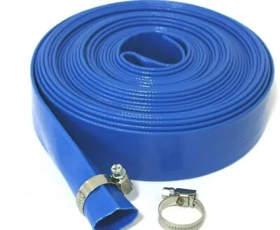 £19.99 • Buy BLUE  LAYFLAT HOSE WATER PUMP SUBMERSIBLE PUMP HOSE INC 2 HOSE CLAMP 10M X 25mm 