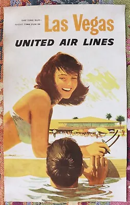 1960's United Airlines Las Vegas Travel Poster Stan Galli • $29