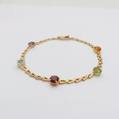 Gemstone Bracelet 14k Multicolor Jewelry Rainbow Multi Stone 2.25ctw Size 7 B170 • $329