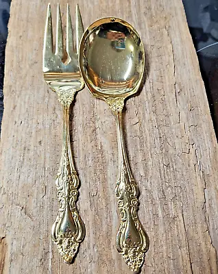 Gold Electroplated ROYAL SEALY Meat Fork & Casserole Spoon Japan • $29.50