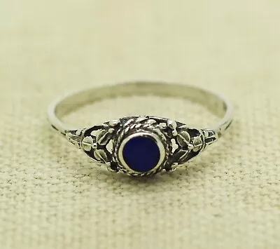 Vintage Sterling Silver Blue Lapis Band Ring Size 8.25 • $13.50