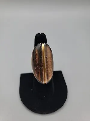 Vince Camuto Gold Tone & Root Beer Glass Enlongated Statement Ring Size 6.5 • $38.40