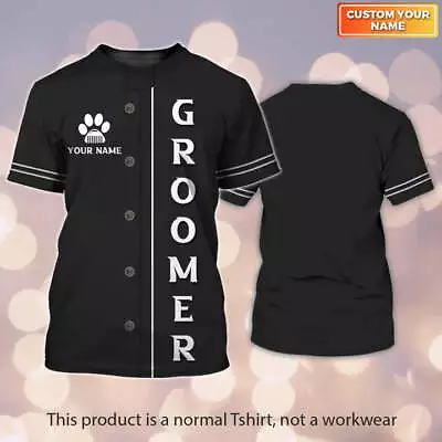 Paw Dog Groomer 3D Shirt For Men And Women Dog Barber Black Pet Groomer Uniform • $27.99
