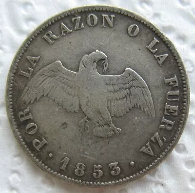 1853 Chile Silver 20 Centavos • $10