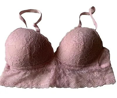 New Without Tags Secret Possessions Padded Non Wired Bra Top Lace Pink XS 6-8 • £1.99