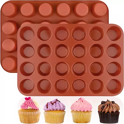 2 Pack 24 Cups Silicone Muffin Top Pans Round Baking Pan For Muffin Cakes Tart • $18.85