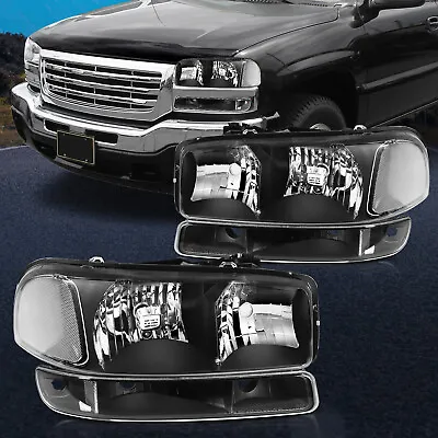 $65.59 • Buy 4pcs Black Fits 1999-2006 GMC Sierra Yukon Headlights Assembly Bumper Headlamps