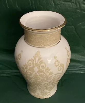 Vintage Vase A Gift From FTD Cream And Gold Floral • $23.50