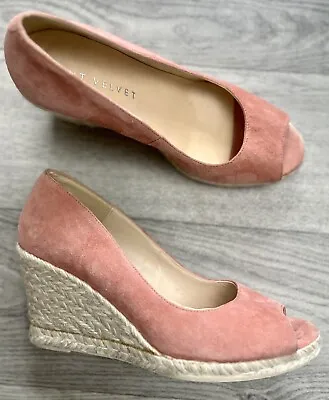 Mint Velvet Ladies Espadrille Wedge Heeled Shoes Size 4 Pink Suede VGC • £18