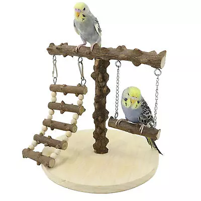 Bird Play Stand Cockatiel Playground Parrot Wood Perch Gym Toy Swing With Ladder • $29.32