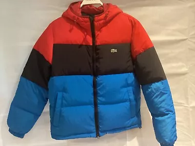 Lacoste Mens Puffa Hooded Jacket Brand New Size S/m 48fr Red Black Blue • £99.99
