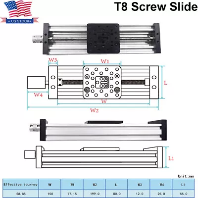 3D Printer Linear Sliding Table Z Axis Lead Screw T8 C-Beam CNC 150mm • $52.99