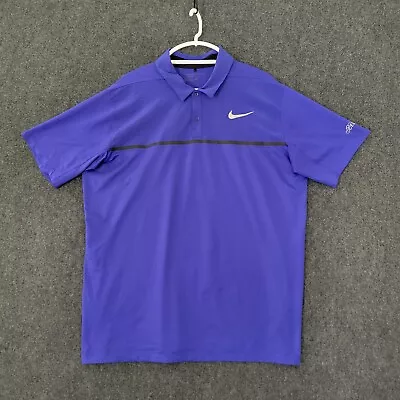 Nike Golf Polo Shirt Mens Extra Large Purple Bellagio Short Sleeve Dri Fit Logo • $14.88