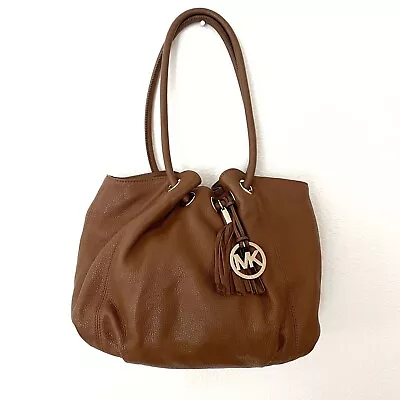 MICHAEL KORS Tan Leather Ring Tassel Tote Shoulder Purse • $79.99