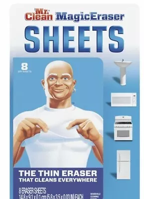 Brand New Mr Clean Magic Eraser Sheets 8 Dry Sheets Thin Eraser That Cleans!  • $7.99