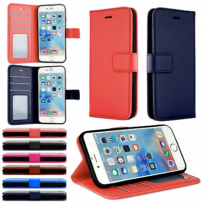 Leather Wallet Flip Case Cover Stand Card Holder For All IPhone 1514131211X • £4.95