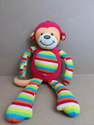   Jellycat London Monkey Soft Toy Plush Red Multi Stripe. Crinkle. Toy. Rare • £10.99