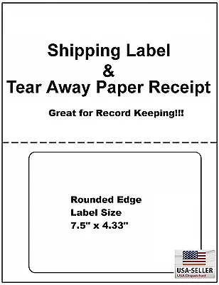 200 Adhesive Labels W/ Tear Off Paper Receipt. Shipping Labels / Ebay And Paypal • $21.95