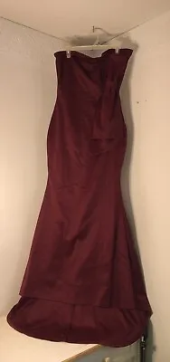 Burgundy/Wine Mermaid Style Strapless Dress W/ Bow Size XL *NEW Never Worn*PROM • $40