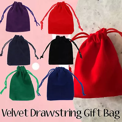 Luxury Soft Velvet Pouches Bag Jewellery Drawstring Wedding Party Gift 1-50pcs • £3.05