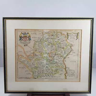 Antique 17th Century Richard Blome Coloured Map Of Hartfordshire (Hertfordshire) • £179