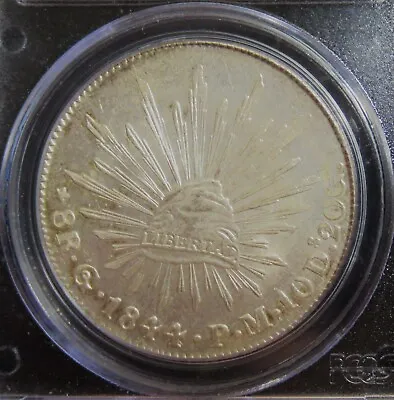 Mexico: 1844-Go PM Silver 8 Reales KM-377.8 PCGS MS-63 • $1033.57