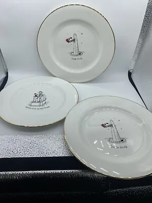 Merry Masterpieces Christmas Dessert Plates 3pc American Collection 1st Ed 1999 • $13