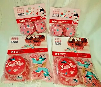  2 Wilton Cupcake Combo Pack Of Liners & Toppers Valentines Day + Minis 2 Pkgs • $14.99