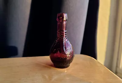 Miniature Vintage Glass Amethyst 2  BALL AND CLAW Bitters Bottle • $10.80