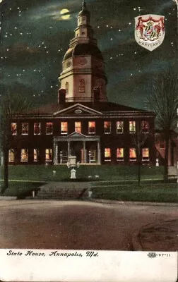 Postcard-State House At Night Annapolis Maryland Divided Back Posted 1908 1504 • $5.89