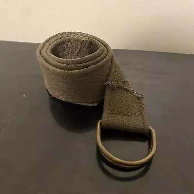 Unisex Webbed D-Ring Belt Olive Green Brass Adjustable Casual 38 Inches • $7.50