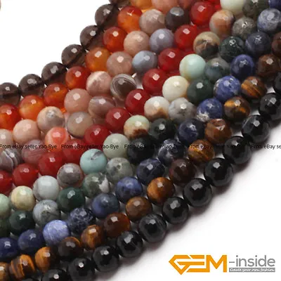 Wholesale Lot Natural Assorted Stones Faceted Round Loose Spacer Beads 15 Strand • $9.82