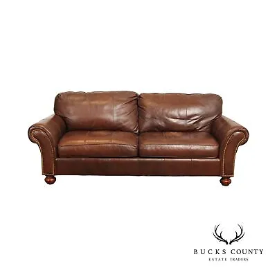 Rustic Style Brown Leather Sofa • $1495