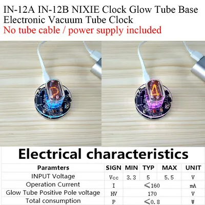 $18.80 • Buy Assembled IN12A IN-12B NIXIE Clock Glow Tube Base Electronic Vacuum Tube Clock 