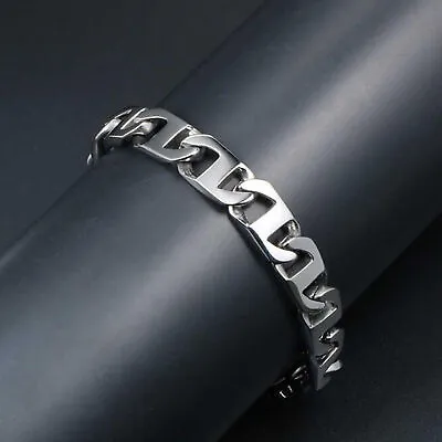 8.75 Inch MEN Stainless Steel WIDE 8mm Silver Mariner Link Chain Bracelet US • $12.99