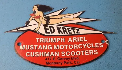 Vintage Motorcycles Scooter Sign - Triumph Sign - Service Station Gas Pump Sign • $144.47