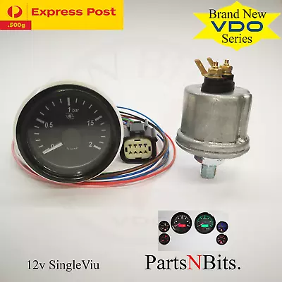 VDO SINGLE VIU 52mm 2Bar(30PSI) BOOST GAUGE + SENDER *NEW SERIES* CHOOSE COLOUR • $245.23