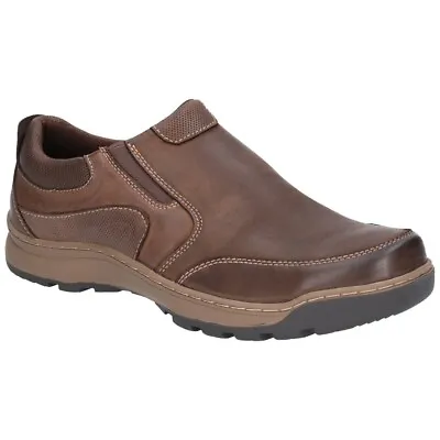 Mens Hush Puppies Jasper Casual Slip On Smart Leather Shoes Sizes 6 To 15 • £38.99