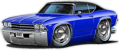 Wall Decal Compatible With 1969 Chevy Malibu Chevelle Cartoon Car Room Garage • $25.99