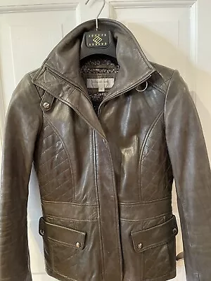 Woman Marc Jacobs Grayish Leather Biker Moto Motorcycle Jacket Small • $64