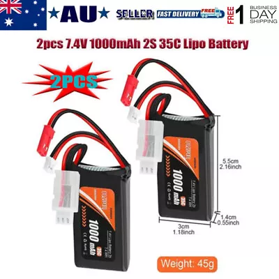 2pcs 7.4V 2S Lipo Battery 1000mAh PH2.0 &JST Plug A Xial SCX24 1/10 1/16 1/18 AU • $28.48