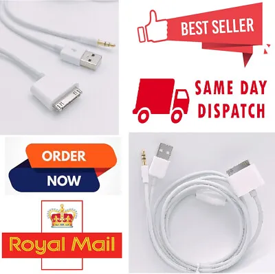 2-in-1 USB 3.5MM Aux Audio To Dock Charger Data Cable For IPad IPod IPhone UZ12 • £3.99