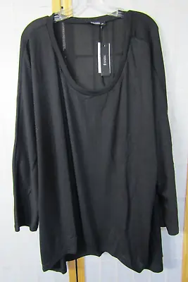 NWT Zanzea Knit Tunic Top Black Scoop Neck Raglan Sleeve Women's Plus Size 5X • $23.92