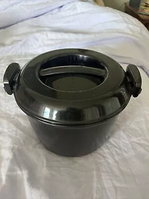 PAMPERED CHEF Microwave Lidded Rice  Cooker Steamer PLUS Pot-Black VGC • £15